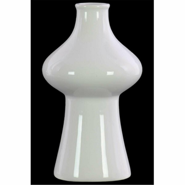 Urban Trends Collection Large Stoneware Bellied Round Vase with Short Neck on Flared Round Base, White 31863